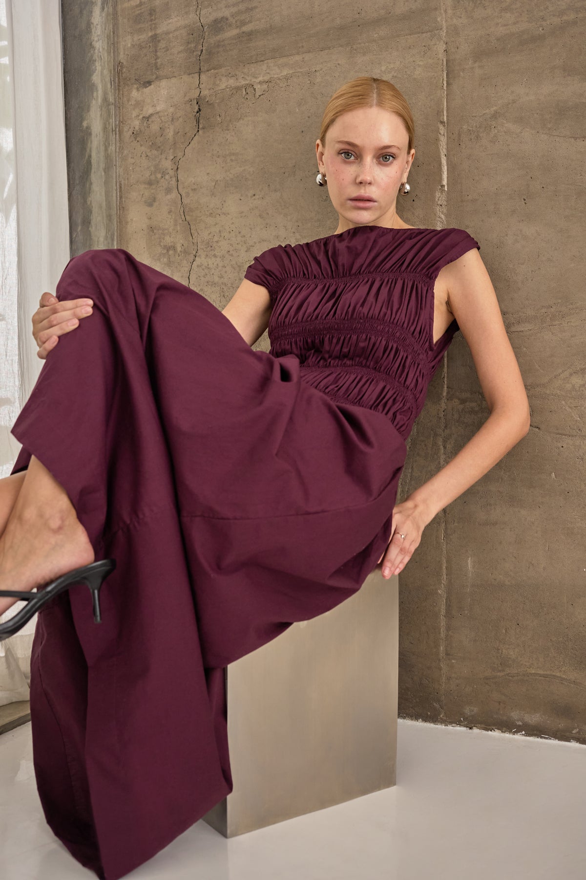 Alyssa Dress Solid Mulberry